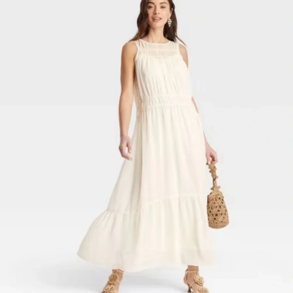 Sheer Chiffon Ivory Maxi Dress - Picture 2 of 11
